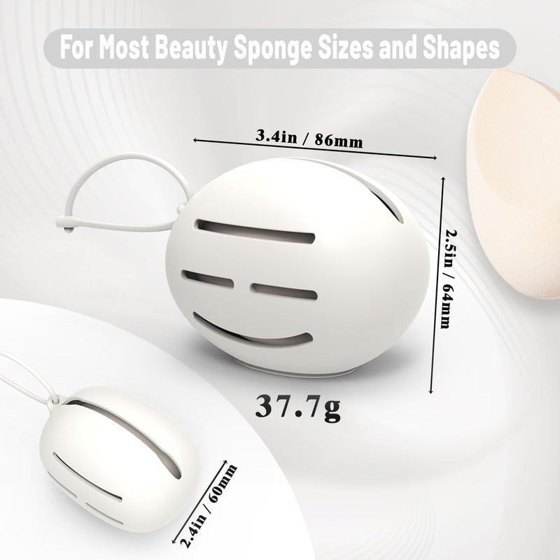 YalsFTY Silicone Makeup Sponge Holder, Triple-Sided Breathable Beauty Blender Case for Travel and Daily Use, Shatterproof Storage, Quick-Drying, and Fits Sponges - White - Image 4